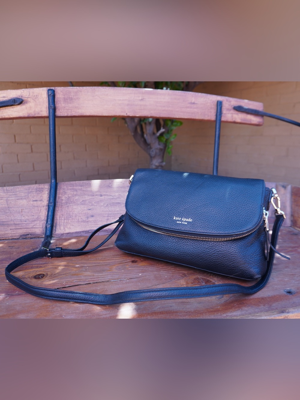 kate spade New York Black Pebbled Leather Crossbody/Clutch Bag